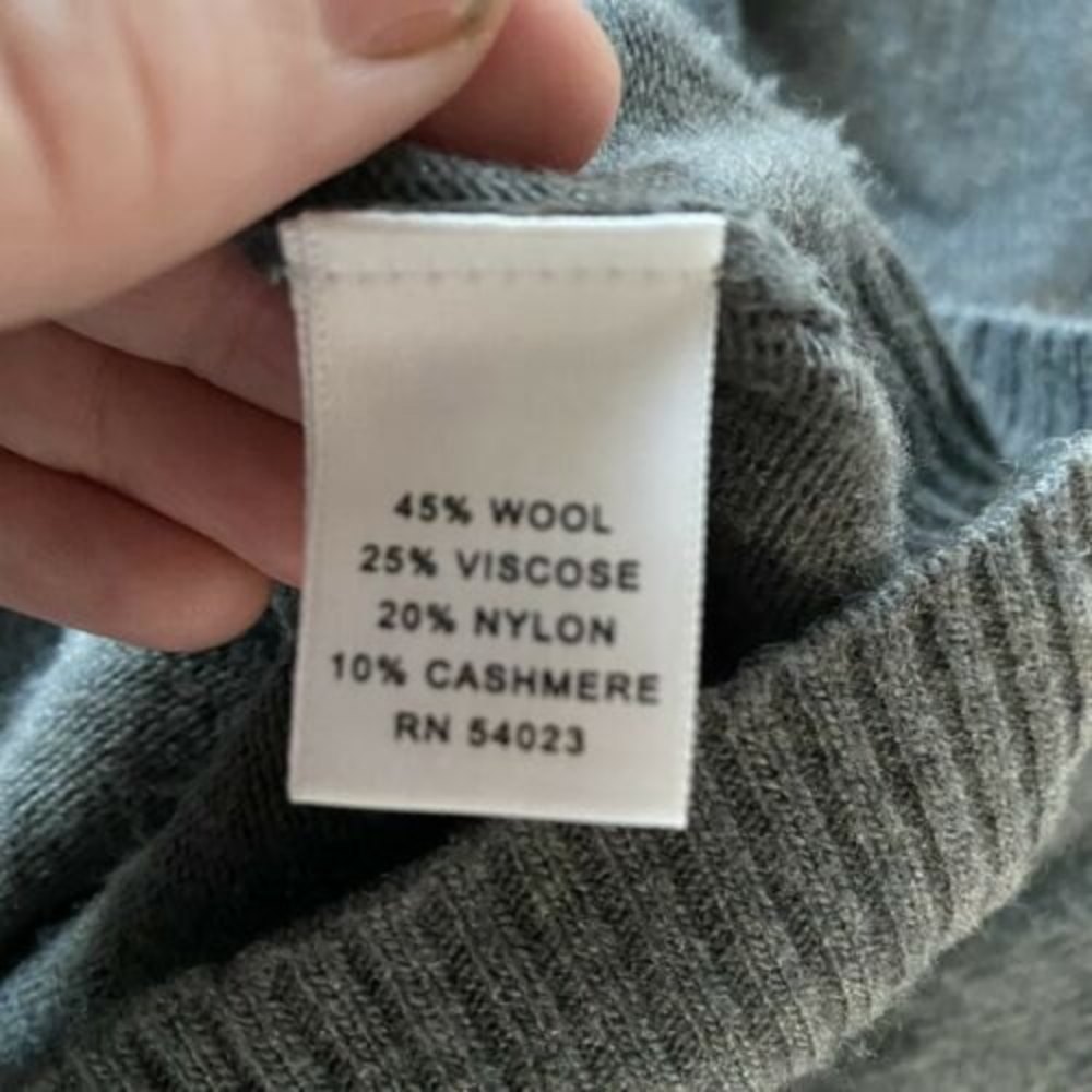 Banana Republic Wool Cashmere Blend Cardigan Pockets Grey Longline academia - Picture 7 of 10